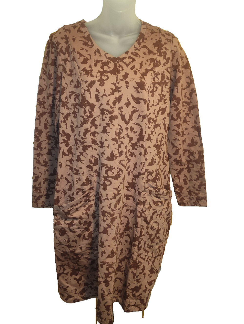 d&co Women’s Brown Patterned Casual Boho Midi Dress Size M BG30 - Picture 1 of 4